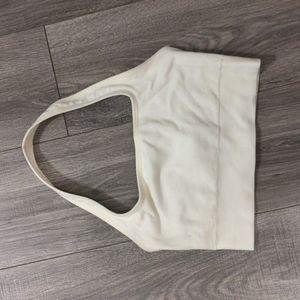Creamy White Fabletics Halter Sports Bra